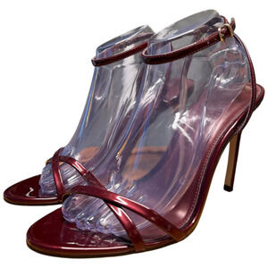 STEVE MADDEN Jypseyv Women's 9 Cherry Pearl Red Patent Strappy Stiletto Heels
